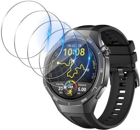 Funrae Pellicola Protettiva per Huawei Watch GT5 GT 5 Pro 46MM, [4 Pezzi] 2.5D Proteggi Schermo in Vetro Temperato Copertura Completa Anti Graffio Senza Bolle HD Protezione Film - Transparente