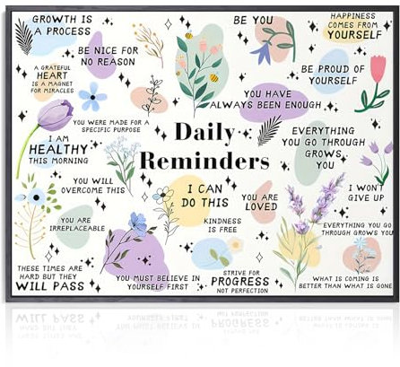 Motivierende Tägliche Erinnerung Wandbilder Positive Affirmationen Drucke, Inspirierende Zitate Leinwand Bilder für Klassenzimmer Büro Deko 12x16 in Ungerahmt