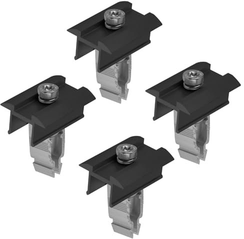 Avoltik Solarmodul Halterung - 4x Mittelklemme mit Aluminiumlegierung für Solarmodul Höhe 30mm-45mm I Solarmodul Befestigung für PV-Anlagen I Korrosionsbeständig – EASY-CLICK-SYSTEM – schwarz