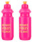 HOMESHOPA Squeeze Sports Plastic Water Bottle, 2 Pack Pink Non-Toxic Pull Top Wide Mouth Opener, Durable Leak Proof Drinking Bottle For Running, Gym, Fitness, Yoga, Outdoors and Camping