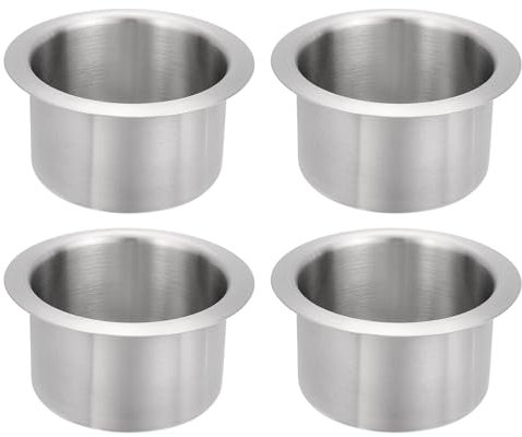 QUARKZMAN 4 Stück 201 Edelstahl Drop-in Becher, 2,17 x 4,2 Getränkedosenhalter Pokertisch Becherhalter Einsatz für Sofa Boot Auto Marine, Silber