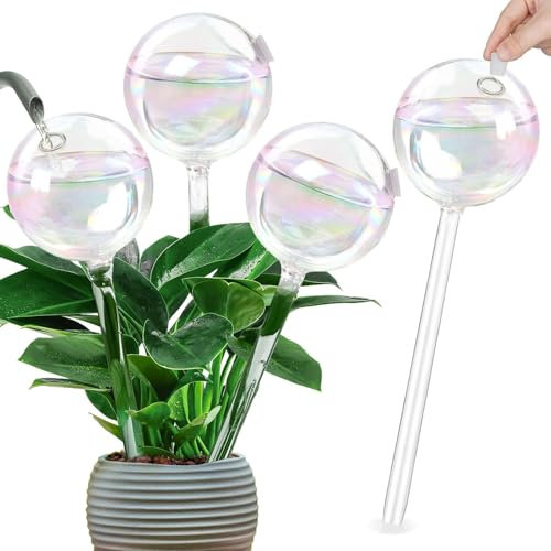 Bewässerungskugeln Glas, 2 Stück Bunte Glas Pflanzenbewässerungskugeln, Automatische Bewässerung Zimmerpflanzen, Urlaubsbewässerung Kugeln Wasserspender Pflanzen für Indoor Garten Balkon (4 PCS)