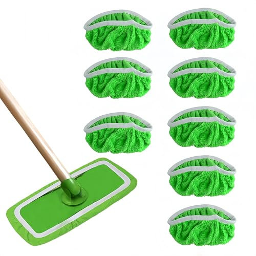 8 Stück Wiederverwendbare Swiffer Tücher (25x11,5cm) – Universelle Bodenwischtücher für Nass-/Trockenreinigung. Kompatibel mit Swiffer Sweeper, langlebige Alternative zu Einweg-Tüchern