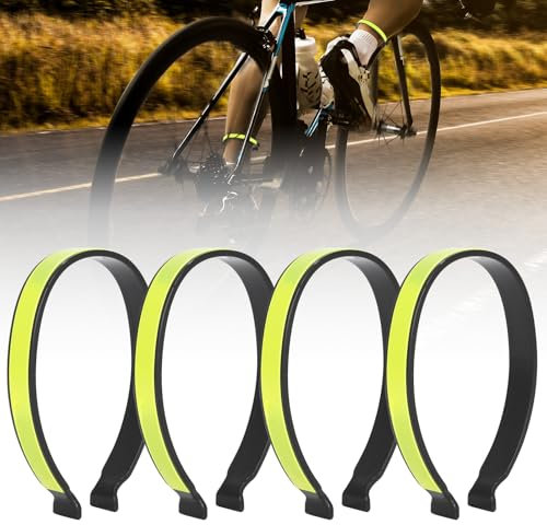 YEAMLTE Serre Pantalon Velo, 4 PCS Pince Pantalon Velo, Cheville Reflechissante Velo, Pinces à Vélo Réfléchissantes pour Hommes et Femmes, pour Cyclisme, Course à Pied, Skateboard (Vert)