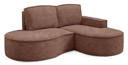 Ecksofa, Molly Boucle, BONELL abgerundet, runde Form, ohne Schlaffunktion, 210 cm x 88 cm x 157 cm, Moderne Ecke (Quelle 26 - braun)