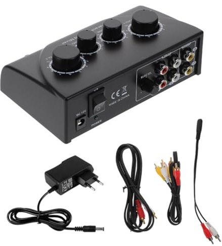 GALPADA Professioneller Karaoke Mixer mit Doppel Mikrofoneingang Stabile Stromversorgung und Hohe Klangqualität Schwarz aus Abs und Kupfer Geeignet für Familien und Bühnen