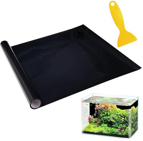 SHILIUZHI Fish Tank Background, Aquariums Ackground, Aquarium Static Sticker, Self Adhesive Aquarium Backdrop (Black)