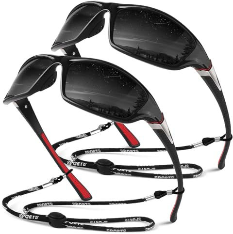 Sunier Sonnenbrille Herren Polarisiert, Sport Fahrradbrille UV400 Schutz | Anti Glare, Ultraleicht Langlebig Sport Rahmen, Verspiegelt Linse, Angeln, Fahren, Laufbrille, Radfahrbrille, Wander