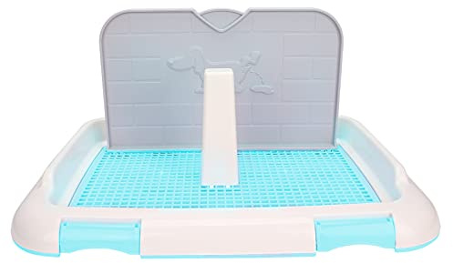 Ejoyous Hundetoilette Indoor, Hundeklo Trainingsklo mit Simulierter Wand Hunde Urinierunterlage für Trainingspads, für Balkon Indoor Kleine Hunde Unter 15 Pfund (Blue)