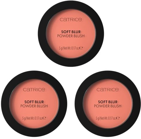 Catrice Soft Blur Powder Blush, Rouge, Nr. 010, Pink, langanhaltend, mattierend, matt, vegan, ohne Parfüm, ohne Alkohol, ohne Parabene, 3er Pack (3x5g)