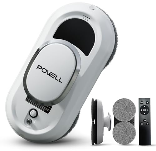 Powell Limpiacristales Robot - Robot Limpiacristales De 3000 Pa Con Navegación Inteligente | Batería De Respaldo Ups Y Mando A Distancia | Equipo De Limpieza De Espejos Y Cristales Para El Hogar