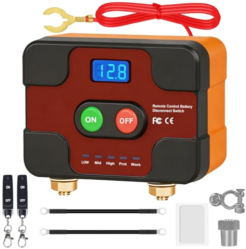 Coupe Circuit Batterie 12V, Disjoncteur de Batterie Télécommandé Sans Fil | Interrupteur D'arrêt Automatique avec Affichage LED pour Voiture, Camping-Car, ATV, Bateau