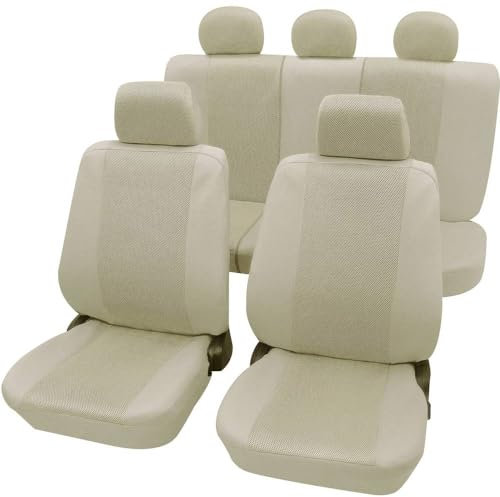 PETEX Auto Sitzbezüge Universal Komplett Set 11-teilig - Sydney beige, Eco Class mit SAB 1 Vario