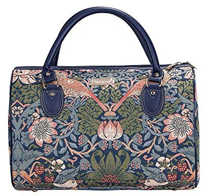 Signare Modische Canvas-Tapisserie-Tasche für Damen, Motiv: William Morris Erdbeerdieb, Blau, Strawberry Thief Blue, Einheitsgröße, Weekender