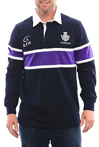 Langärmliges Rugby-Trikot mit Schottland-Distel - Blau - 3X-Groß