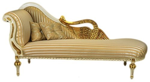 Casa Padrino Barock Luxus Chaiselongue Antik Weiss/Gold - Golden Wings - Luxus Qualität