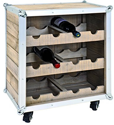 HAKU Möbel Flaschenregal alu, Kiefer, Aluminium, Massivholz - Maße: B 53 cm x H 63 cm x T 33 cm, Style: Industrial