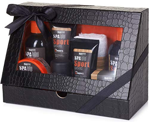 BRUBAKER Cosmetics - Coffret de bain & douche - Men's Spa Sport/Musc - 8 Pièces - Soins du corps - Idée cadeau Homme
