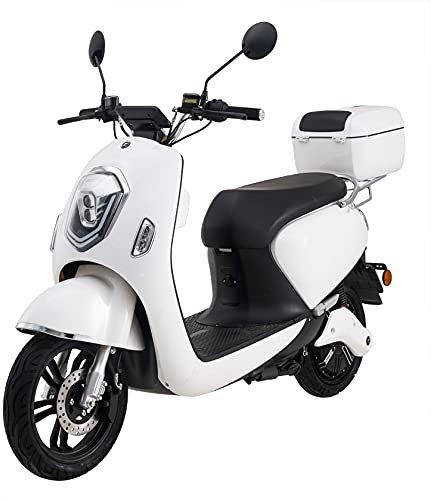 Elektroroller Elettrico 2.0 Li, 3000 Watt, E-Motor, bis zu 60 km Reichweite, E-Roller mit Straßenzulassung, Elektro-Roller, 25 oder 45 km/h, herausnehmbarer Lithium-Akku, Produktvideo, Weiß, 45 km/h