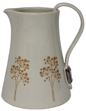 Dimpled Heart Ceramic Yellow Flower Jug With Strap & Buckle Handle Detail