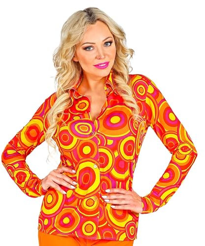 W WIDMANN MILANO Party Fashion - 70er Jahre Bluse für Damen, Disco Fever, Hemd, Faschingskostüme