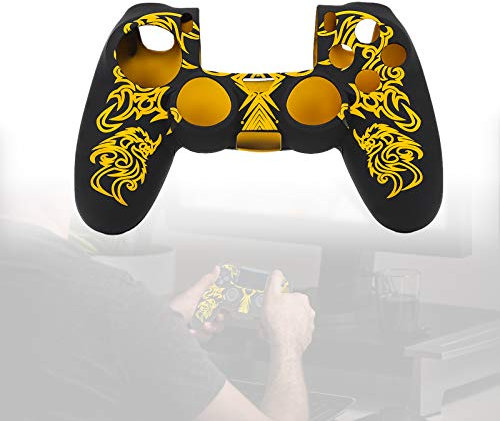 Controller Skin, Controller Abdeckung, weiche Silikonhülle Skin Grip Shell Cover für Playstations 4 Controller(Schwarz Gelb)