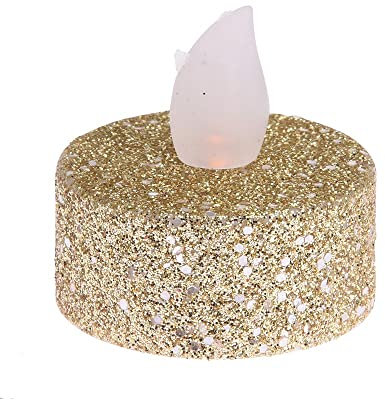 Versand-Richter Lot de 6 Bougies Chauffe-Plat à LED Doré pailleté