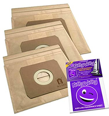 3 Compatible John Lewis & Partners 1.5L and 3L Vacuum Cleaner Dust Bags with Nifty Wifty LAVENDER Vacuum Air Freshener Sheets Pk2