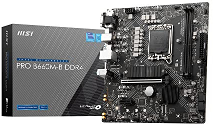 MSI PRO B660M-B DDR4 Mainboard Micro-ATX - unterstützt Intel Core Prozessoren 12. Generation, LGA 1700 - DDR4 Memory Boost 4600+MHz/OC, PCIe 4.0 x16 Slot, 1 x M.2 Gen4 Slot, 2.5G LAN