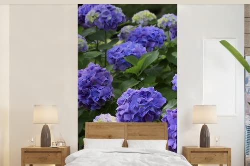 Selbstklebend Tapete Wandpapier Wandaufkleber Fototapete Tapeten Wanddeko 120x240 cm Lila Hortensien in einem japanischen Garten