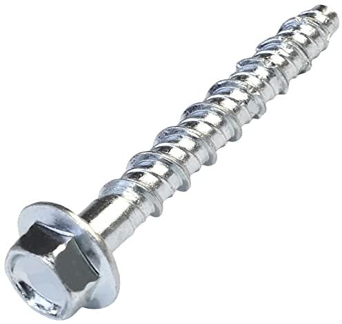 AERZETIX - C57350 - Juego de 10 Tornillos para hormigón cabeza hexagonal con brida Ø6.6x45mm - fijación directa sin taco - para llave de 6 lados 8mm - en acero - para renovación construcción