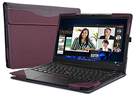 Housse pour Ordinateur Portable Lenovo ThinkPad X1 Carbon Gen 9 ThinkPad X1 Carbon Gen12/10/11/X1 Yoga Gen 6/7/8 2023 – Étui Anti-Chute en Cuir synthétique avec Poche intérieure de 14 (Rouge vin)