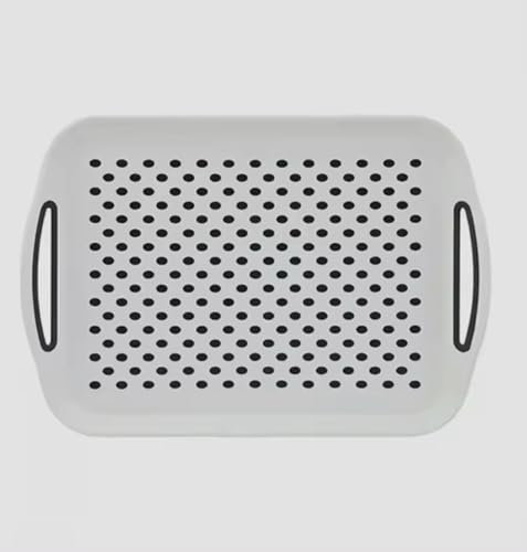 Large White Plastic Serving Tray ( 28.5cm x 40.5cm) 1 Piece - Anti-Slip, Ideal for Food, Drinks, Snacks, Home Essential, & More