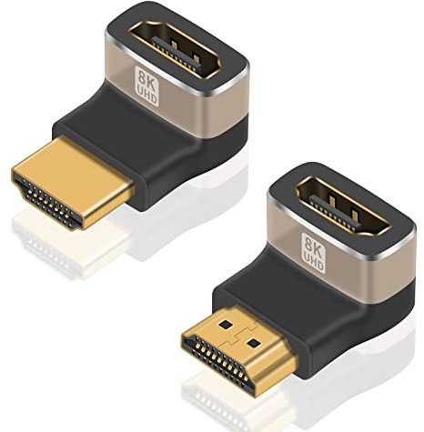 Duttek 8K HDMI 90 Degree Adapter and 270 Degree Extension,HDMI 2.1 male to female Connector support 8K@60Hz,4K@120Hz HDR,Dolbyfor Laptop,PC,Monitor,TV-2 Pack