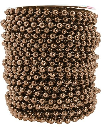 Mandala Crafts Künstliche braune Perlen-Girlande – 6 mm, 22 m, braune Perlenstränge, Spule, Perlenschnur, Perlenrolle für Hochzeit, Party, Weihnachtsbaum-Dekoration