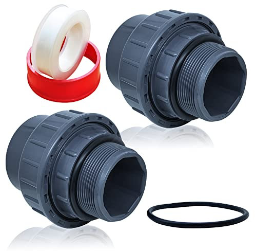 Boltigen 2 Stück 5,1 cm PVC-Poolpumpen-Armaturen-Kupplung, 5,1 cm NPT-Stecker x 5,1 cm Slip-Union-Steckdosen-Adapter, Anschluss-Ersatz für Pool-Spa-Pumpe