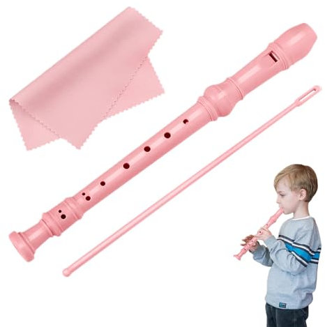 Flauto Dolce Soprano in DO - ABS Recorder With 8 Holes and Cleaning Tool, German Fingering - Gifts for Kids, Adults, Beginners, Pink
