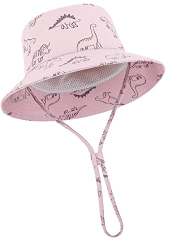TOMEEK Cappello da Sole per Bambini Cappello Estivo per Bambini Unisex Protezione UV Cappello da Pescatore con Coulisse Regolabile Cappello da Spiaggia per Ragazzi e Ragazze, Rosa, Taglia L