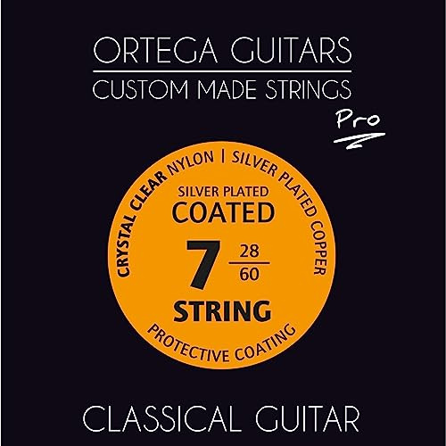 Ortega NYP7 - Cuerdas de nailon para guitarra clásica (7 cuerdas) | Custom Made Strings Pro Series - Nylon vegetal / cobre revestido de plata