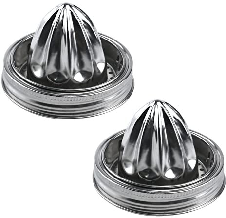 Meprotal Mason Jar - Coperchio spremiagrumi manuale in acciaio inox, spremiagrumi per barattoli a bocca larga (confezione da 2)
