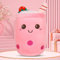 DAJASD Bubble Tea Plüschtier, Bubble Tea Kuscheltier 25cm, Teetasse Kissen Kinderspielzeug, Bubble Pearl Milk Tea Kuschelkissen für Kinder Mädchen Erwachsene Cartoon (Rosa)