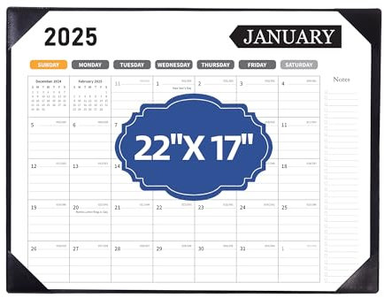 Tischkalender 2024, groß, 55 x 43 cm, 18 Monate, Januar 2024 bis Juni 2025, großer Tischkalender für Familienunterricht und Büro