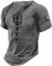 LUNULE Hemd Herren Kurzarm Bauchfrei Top Trachtenhemd MäNner Mittelalter Retro SchnüRen Henley Shirt V-Ausschnitt Kurzarm Vintage Casual Tshirts Sommer Outdoor Clothes (Grau, 3XL)