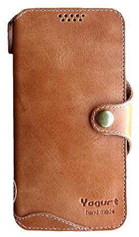 Yogurt Lederhülle Kompatibel für iPhone 15 Pro, Hülle Ledertasche Echtleder Case Handyhülle Kompatibel für iPhone 15 Pro, 6.1 Zoll Braun