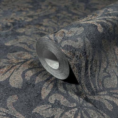 marburg Tapete Schwarz Braun Ornamental Barock Klassisch GZSZ für Wohnzimmer oder Schlafzimmer Made in Germany 10,05 x 0,53m