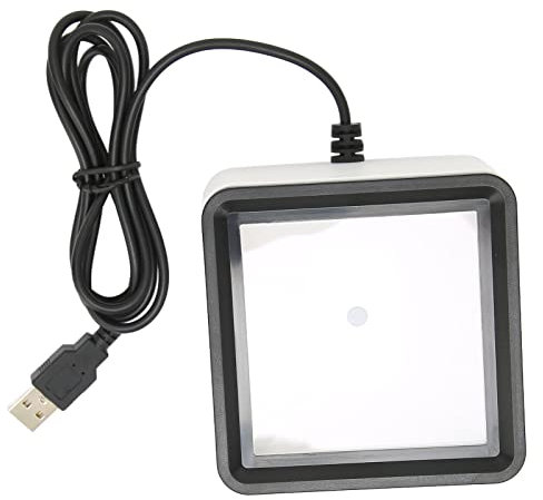 ASHATA Kabelgebundener USB-2D-1D-Barcode-Scanner, Tragbarer Barcode-Scanner, Freihändiger Desktop-Barcode-Leser für Mobile Zahlungen, mit USB-Kabel, Unterstützung für Sprachübertragung,