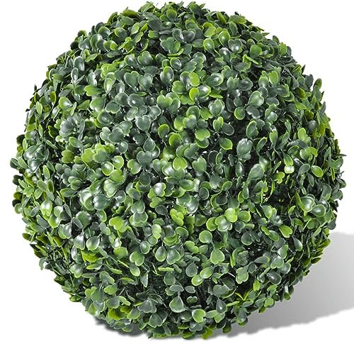 Homgoday Boules de buis 2 pièces Art topiaire avec Feuilles 35 cm, Meubles pour la Maison intérieur extérieur Salon Chambre