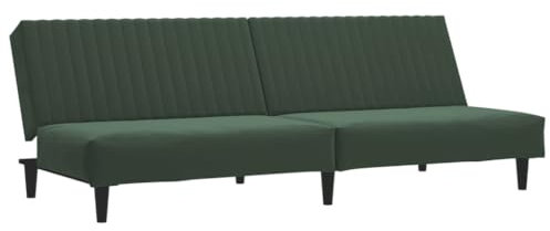 vidaXL Schlafsofa 2-Sitzer, Schlafcouch für Wohnzimmer Heimkino Büro, Gästebett mit Holzrahmen, Sofabett Tagesbett Couch Sofa Ausziehbar, Dunkelgrün Samt