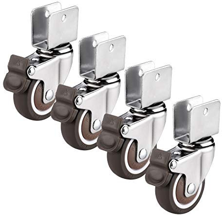 2-Zoll-U-förmige Splint-Schwenkrad-Schwenkgummirollen mit Bremse, Kinderbett-Möbelrollen, Ersatzräder, integriertes Lager, Tragfähigkeit 85 kg, stumm, 4 Stück (16 mm)