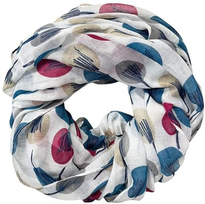 NYGGTYK 1 Damen-Ringschal, Vintage-Bedruckter Schal, Superweicher Schlauchschal, Schal Mit Satinrand, Bunt Bedruckter Halsschal, Dünner Schal Für Alle Jahreszeiten